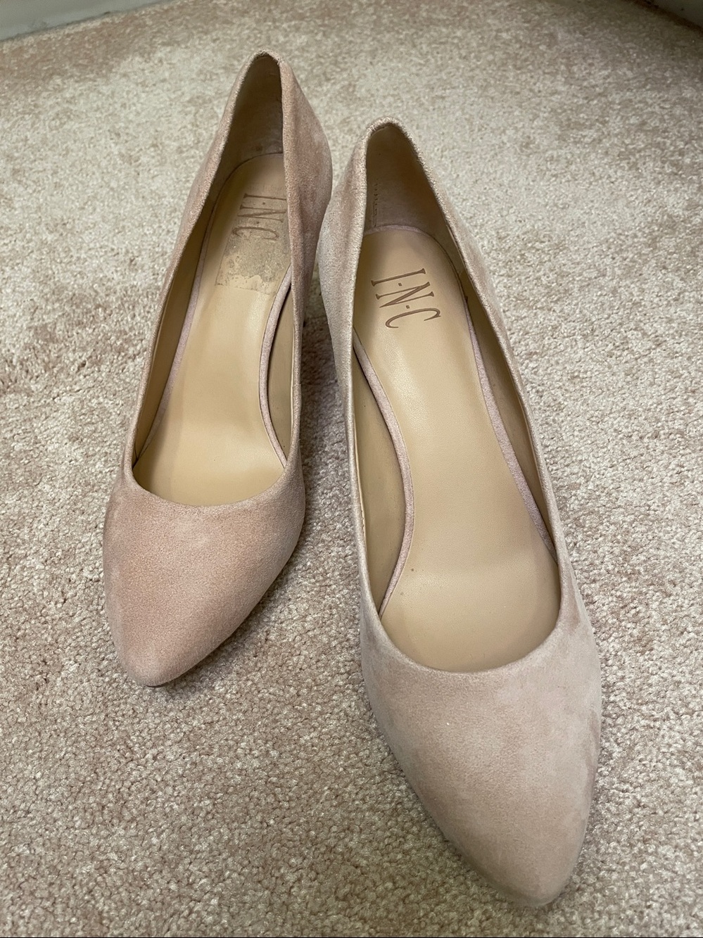 INC beige suede pumps size 9.5